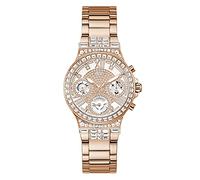 Guess Reloj Deportivo multifunción para Mujer con Cristales de 36 mm, Esfera Rosa, Caja y Pulsera de Acero Inoxidable en Tono Oro Rosa