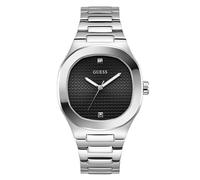 GUESS Reloj analógico de acero inoxidable para hombre, esfera cuadrada negra, GW0662G1, plateado, Onesize, Moderno