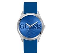 GUESS Reloj para Hombre Reputation Silicona, Plateado/Azul, Clásico