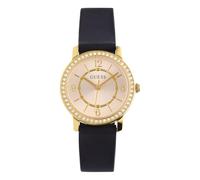 GUESS Reloj para Mujer de 28 mm, Pulsera de Tono Dorado, Esfera Blanca, Caja Dorada, Negro, One, Correa