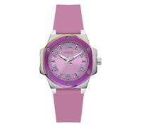 GUESS Reloj para Mujer de 38 mm, Correa Blanca, Esfera Blanca, Dos Tonos, Morado, GW0556L1-AMZUK