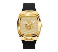 Guess Phoenix GW1066G2 - Reloj de Pulsera para Hombre (Cuarzo, analógico, Acero Inoxidable, 43 mm, Correa de Silicona, 5 Bares), Color champán