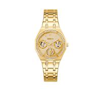 Guess Reloj de mujer Quinn GW0988L2 - Esfera dorada con circonita, correa acero inoxidable, 36 mm