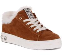 GUESS Remache Piel Sintética Zapatillas con Cordones Marrón Mujer Ru 3-8