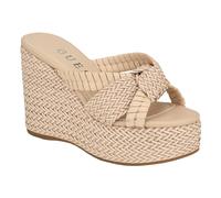 GUESS Sandalia de cuña Eveh para mujer, Beige 110, 38 EU