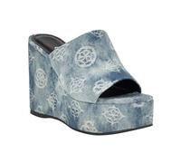 GUESS Sandalia de cuña Yenise para mujer, Denim Blue 420, 37.5 EU
