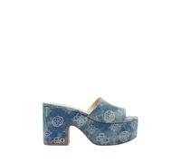 GUESS Sandalia de tacón Yapplea para mujer, Logo azul vaquero, 11