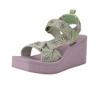 Guess Sandalias Dawsin para mujer, Logotipo de diamantes de imitación verde claro morado 330, 35 EU