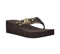 GUESS Sandalias de cuña Ediva para mujer, Marrón 201, 39.5 EU