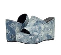GUESS Sandalias de cuña Yenise para mujer, Denim Blue 420, 38 EU