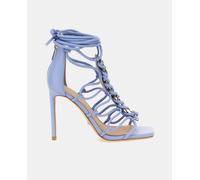 Guess Sandalias de tacón Bini de mujer con puntera cuadrada detalle de cadena y tacón de aguja. Azul claro 36