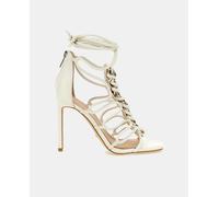 Guess Sandalias de tacón Bini de mujer con puntera cuadrada detalle de cadena y tacón de aguja. Blanco 37