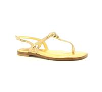 GUESS Sandalias Mujer con Tira en T, Doradas, Elegantes con Detalle de Cristales, Suela Plana (Bronce, Sistema tallas calzado EU, Adulto, Números, mediano, 36)