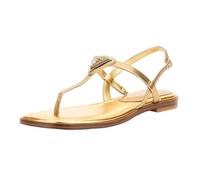 GUESS Sandalias Mujer con Tira en T, Doradas, Elegantes con Detalle de Cristales, Suela Plana (Bronce, Sistema tallas calzado EU, Adulto, Números, mediano, 39)