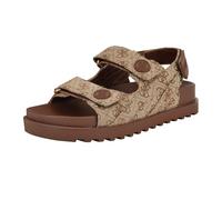 GUESS Sandalias planas Fadey para mujer, Logotipo marrón medio 211, 38.5 EU
