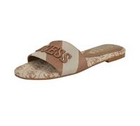 GUESS Sandalias planas Harini para mujer, Marrón/Blanco Rayas Multi 210, 36.5 EU