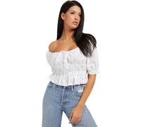 Guess Short Sleeve Lulu Top Camisa, Blanco Puro, M para Mujer