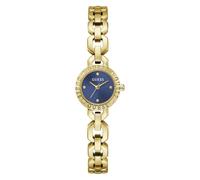 Guess Siren GW1019L2 - Reloj de Pulsera analógico para Mujer, Cuarzo, Acero Inoxidable, 23 mm, Correa de Silicona, Color Dorado, 3 Bares, Color de la Esfera: Azul
