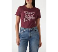 GUESS Ss Cn Icon Tee Burgundy Rose Talla: M | Camisetas de Seda Outlet | Mujer | Marrón
