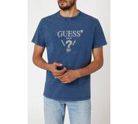 GUESS Ss Cn Treated Triang Pennant Blue Talla: S | Camisetas Outlet | Hombre | Azul