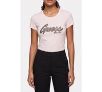 GUESS Ss Logo Hot Fix Tee Low Key Pink Talla: XS | Camisetas de Seda Outlet | Mujer | Rosa