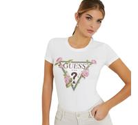 GUESS SS RN Camiseta Triangular Floral, G011 Blanco Puro, XL