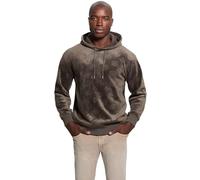 GUESS Sudadera con capucha de terciopelo en relieve para hombre, Brownie de chocolate, Medium