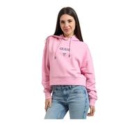 Guess- Sudadera con Logotipo Bordado- Sweatshirts & Hoodies- Mujer- Rosa- L- Sudadera con Logotipo Bordado