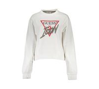 Guess- Sudadera de Algodón Blanco con Estampado Glamuroso- Sweatshirts & Hoodies- Mujer- Blanco- S- Sudadera de Algodón Blanco con Estampado Glamuroso