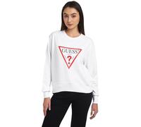 GUESS Sudadera de Forro Polar Cn Original para Mujer, Blanco Puro., L