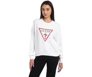 GUESS Sudadera de Forro Polar Cn Original para Mujer, Blanco Puro., L
