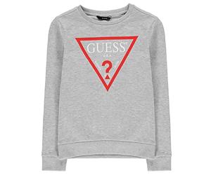 Guess Sudadera de Rizo francés orgánico con Logotipo clásico para niño, Gris Claro Jaspeado, 12 años