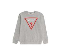 GUESS Classic Logo Organic French Terry Popover Sweatshirt Sudadera, Gris Claro Jaspeado, 14 años para Niños