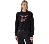 GUESS Sudadera para Mujer, Diseño Logo Triangular con Pedrería, Negro (FR/ES, Letras, S, Regular, Regular, Negro)