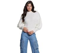GUESS Suéter Keyla de manga larga para mujer, Crema Blanco, M