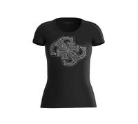 T-shirt donna Guess stretch 4G logo strass nero E25GU21 W4YI37J1314 S