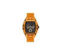 GUESS Trend Casual Tonneau Diamond - Reloj para Hombre, 43 mm, Esfera Negra, Caja y Pulsera de Acero Inoxidable, Naranja, Deportivo/Casual