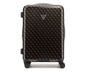 GUESS Trolley Jesco Travel, Marrone con Logo, 64x43,5x30,5 cm, 4 Ruote Spinner, Serratura TSA