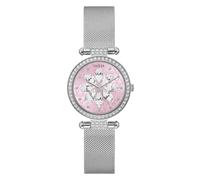 GUESS US - Reloj analógico de Malla en Tono Plateado Rosa Brillante para Mujer, Plata, GW0032L3-AMZUK