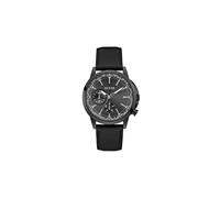 GUESS US - Reloj multifunción de cuero negro para hombre, Negro/Negro/Blanco/Negro, Especificaciones:
