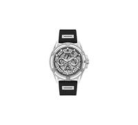 GUESS US - Reloj multifunción de Silicona Negra y Plateado para Hombre, Negro/Tono Plateado/Plateado, King: