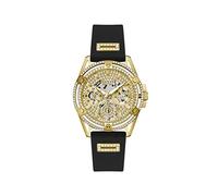 Guess US Women's Gold-Tone and Black Silicone Multifunction Watch