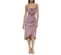 Guess Vestido de Terciopelo con Cuello drapeado para Mujer, Mauve, 6