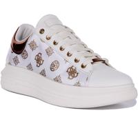 Guess Vibo Mujeres Lace Up Casual Trainer En Blanco Bronce Talla UK 3-8