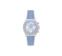 Guess Victoria GW1038L1 - Reloj de Pulsera analógico para Mujer, Cuarzo, Acero Inoxidable, 36 mm, Correa de Silicona, Color Azul, 3 Bares, Color de la Esfera: Azul, indicador de Fecha, Color Azul