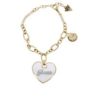 GUESS Vintage Guess Maxi Heart Logo Bracelet Yellow Gold / White