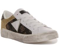 Guess Westley Glitter Lace Up Zapatillas Para Mujeres En Blanco UK 3 - 8