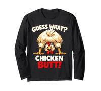 Guess What Chicken Butt Funny Chicken Men Women Kids Manga Larga