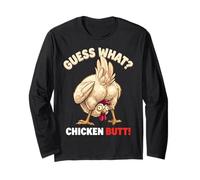 Guess What Chicken Butt Funny Chicken Men Women Kids Manga Larga