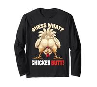 Guess What Chicken Butt Funny Chicken Men Women Kids Manga Larga